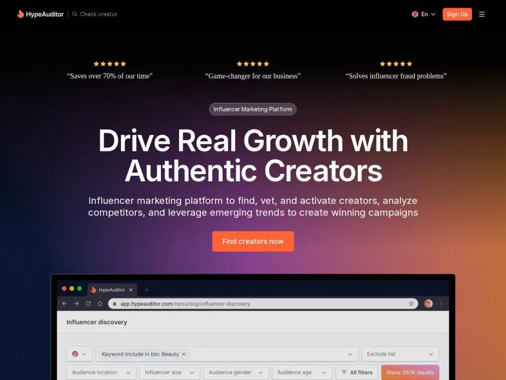 HypeAuditor homepage