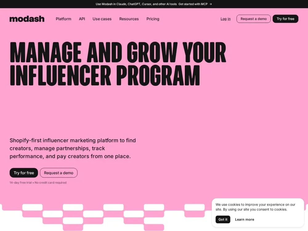 Modash homepage