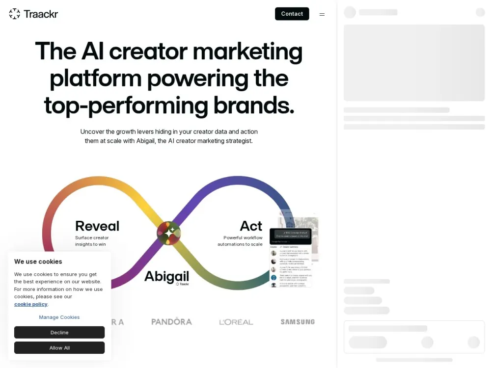 Traackr homepage