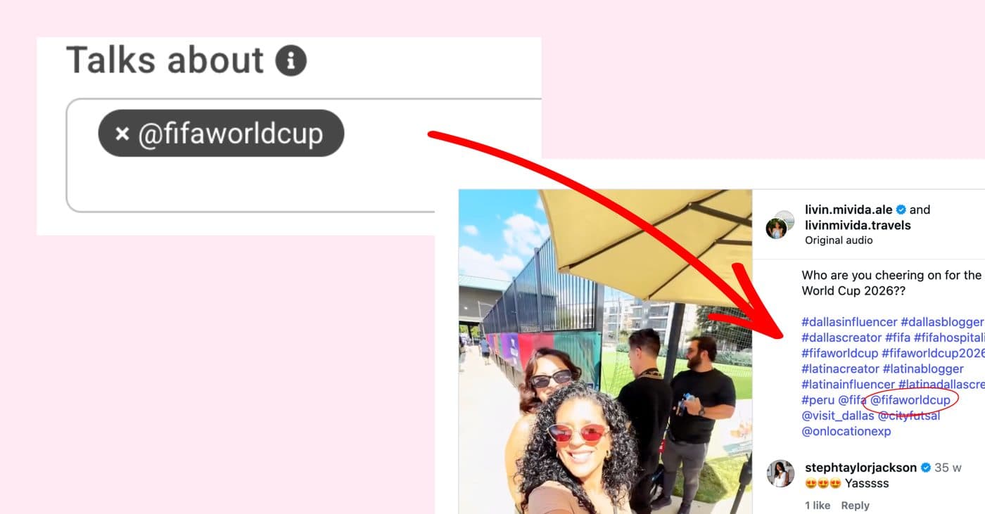 Mentions, e.g. @nike, to find brand collaborators.