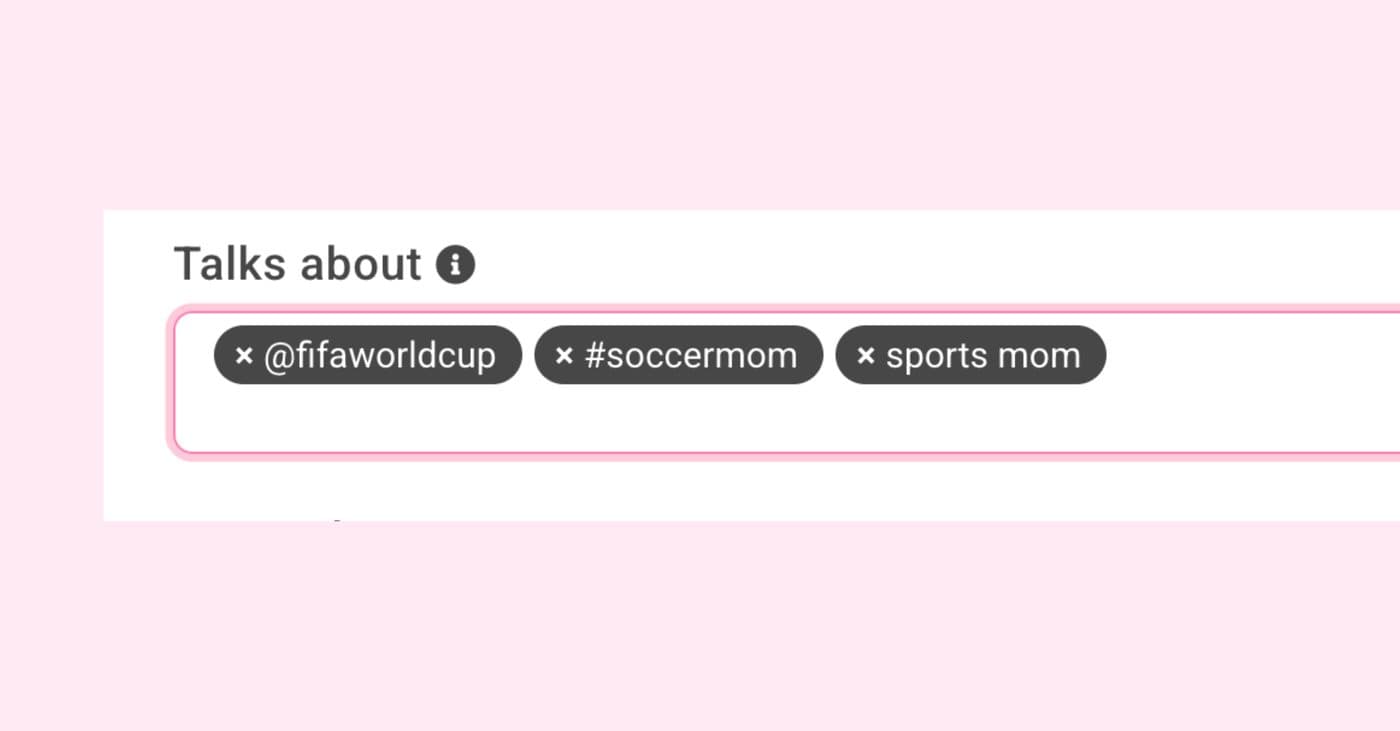 You can select one of each type: one keyword, one hashtag, one mention.