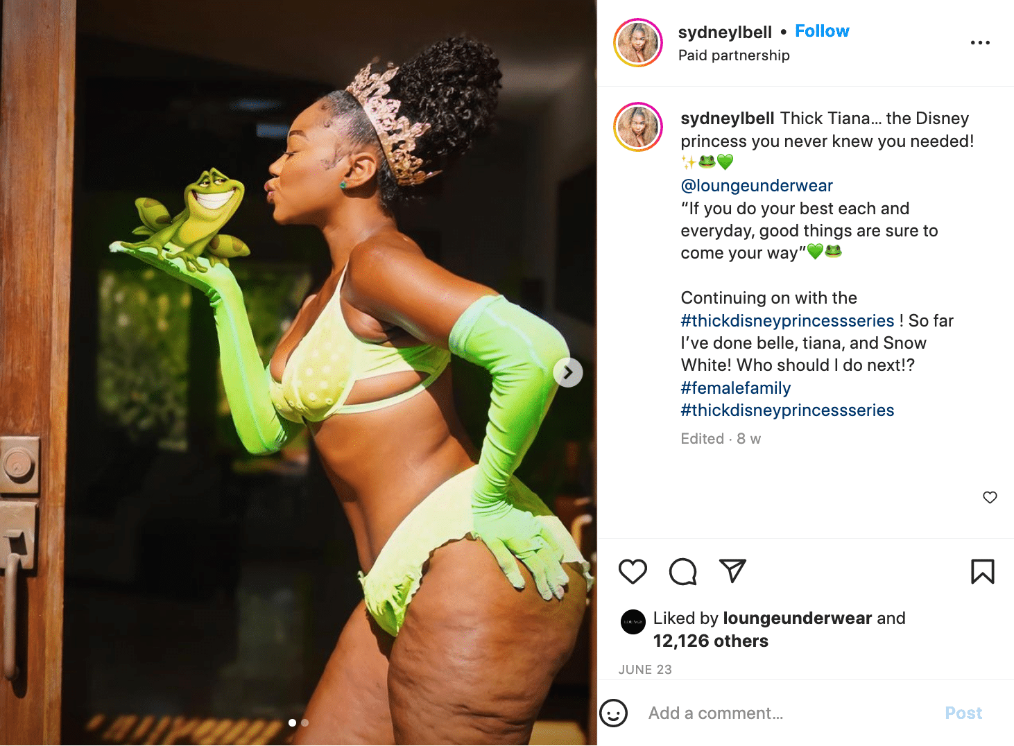 Influencer Sydney Bell promoting Lounge Underwear.