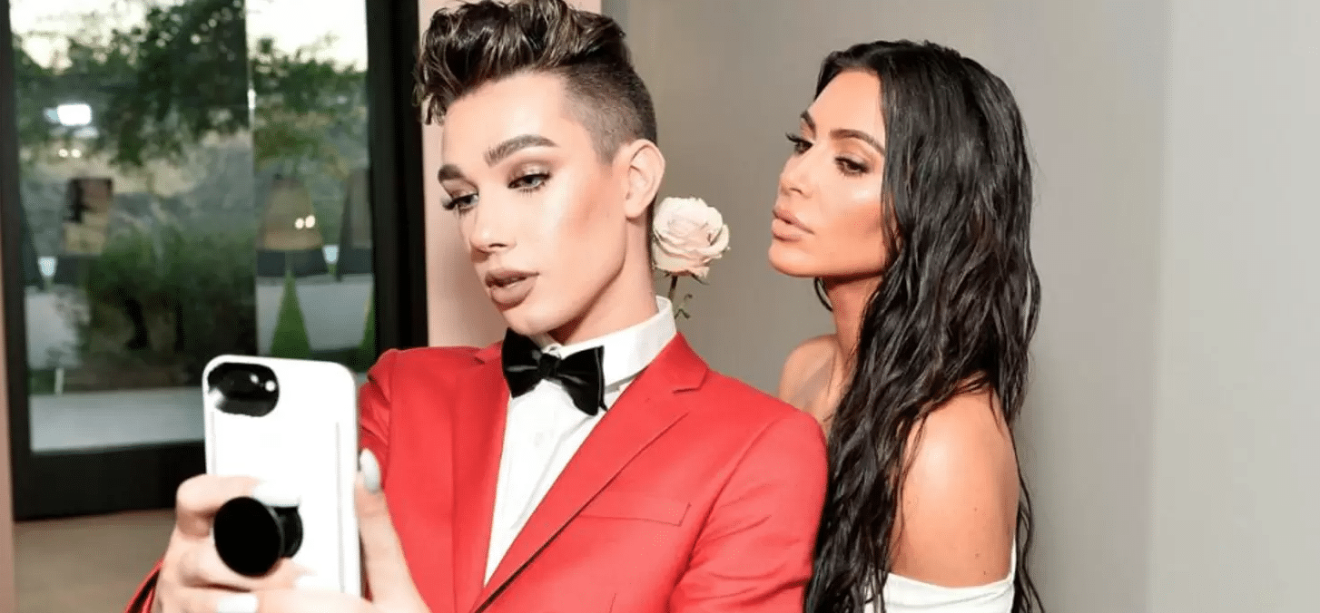 Mega Influencers James Charles and Kim Kardashian pose together.