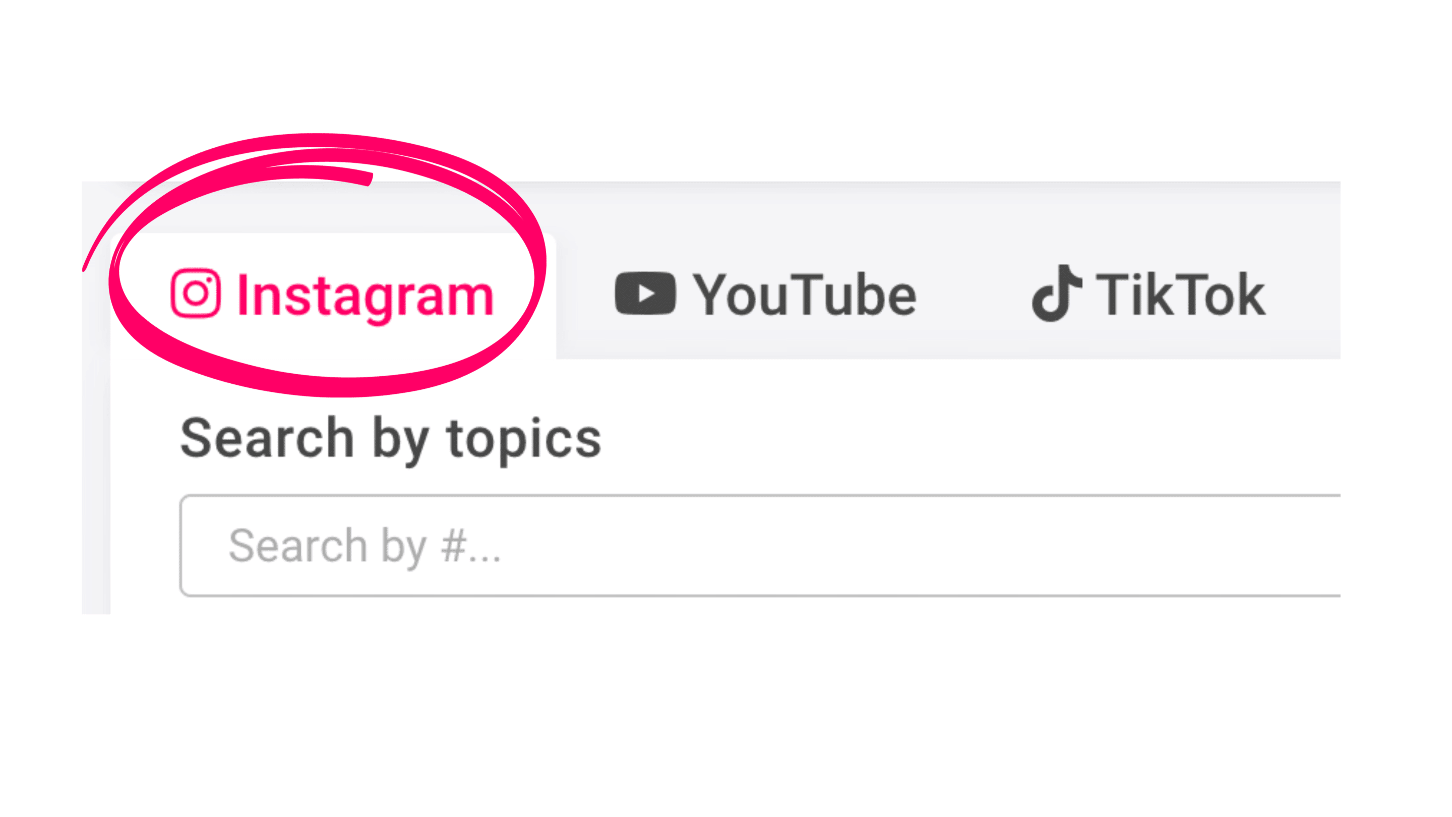 Instagram search by topics.