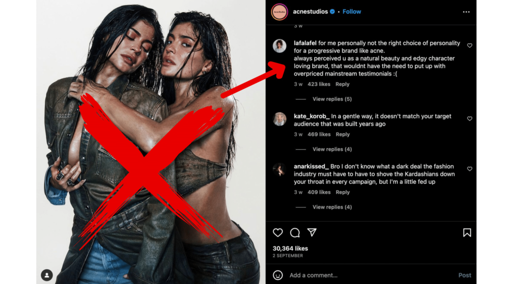 Two Kylie Jenner are posing for a photo on instagram for Acne Studio.