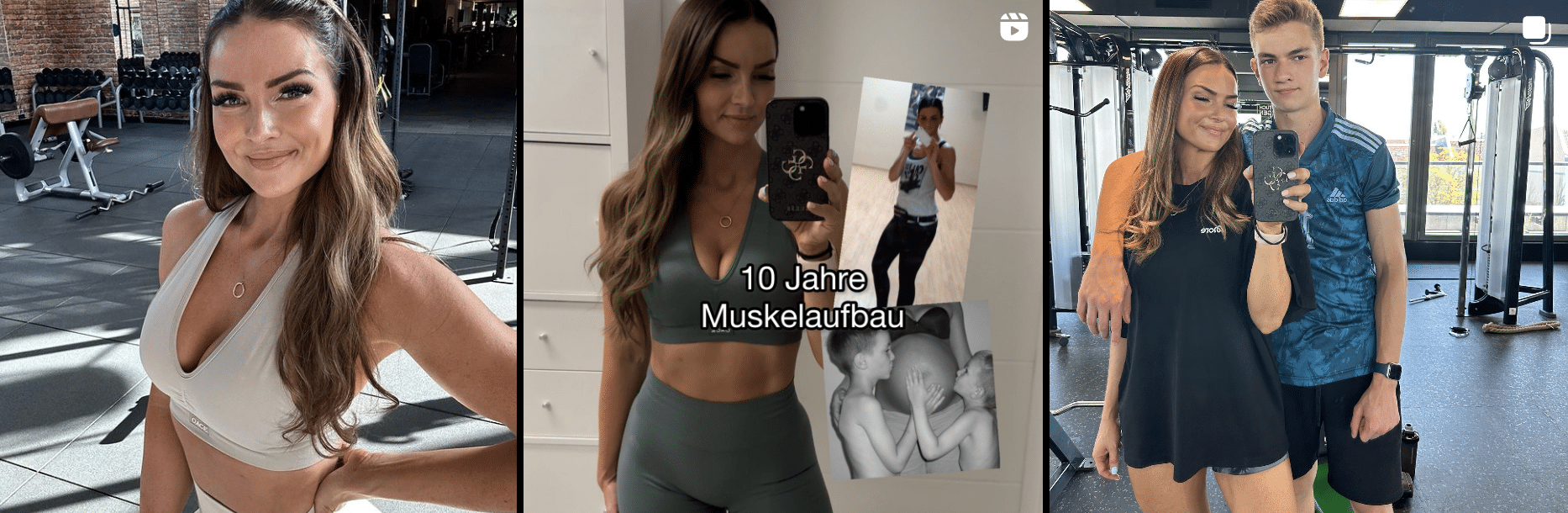 A woman and a man are posing for a photo in a gym.