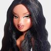 A black doll with long black hair.