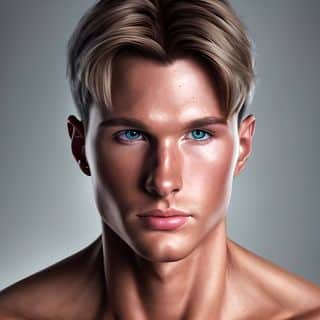 A 3d rendering of a man with blue eyes.