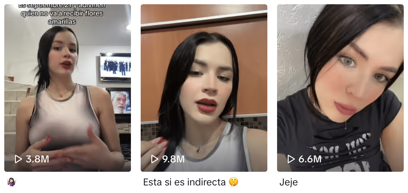 Four pictures of a woman in a video chat.