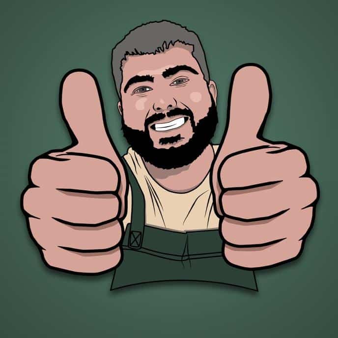 A cartoon of a man giving a thumbs up.