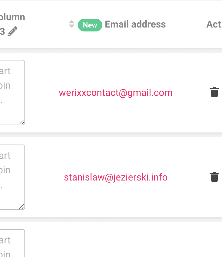 A screenshot of an email address in a list of email addresses.