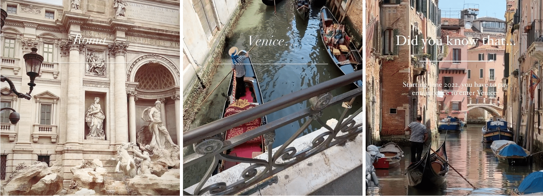 A collage of pictures of venice.