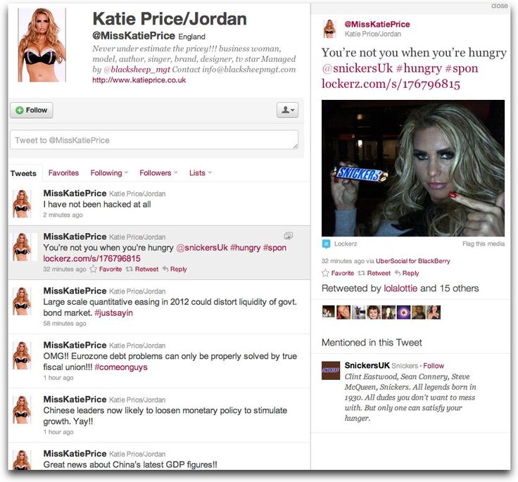 Katie price jordan's twitter page.