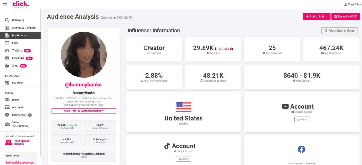 hammybanks social media stats