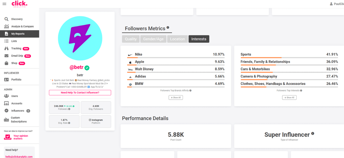 Betr social media stats