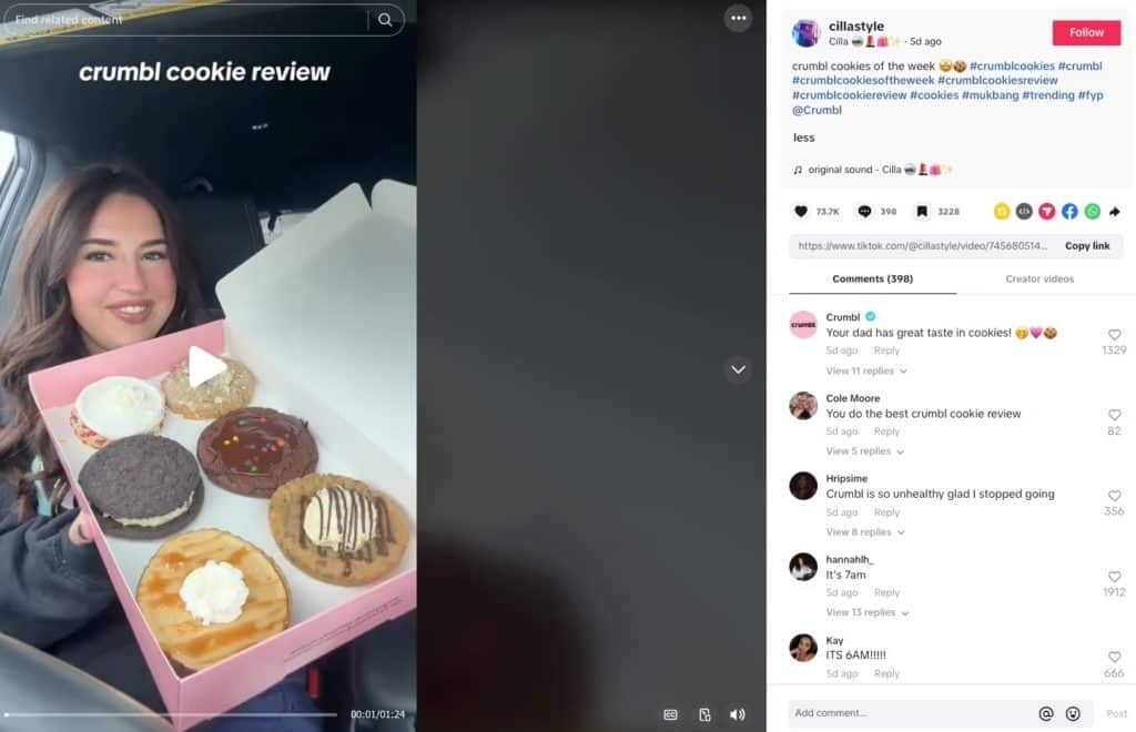 Crumbl influencer content