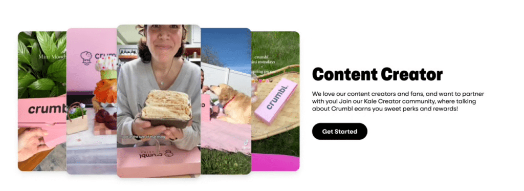 Crumbl creator landing page