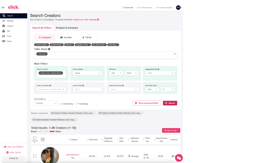 Click Analytic: Influencer Marketing Platform For Ecom Brands 18 focus 03 mobile, from Click Analytic an influencer marketing platform
