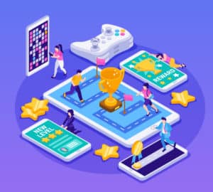 2307.i121.016.S.m005.c13.isometrische gamification geïsoleerd, van Click Analytic een influencer marketing platform