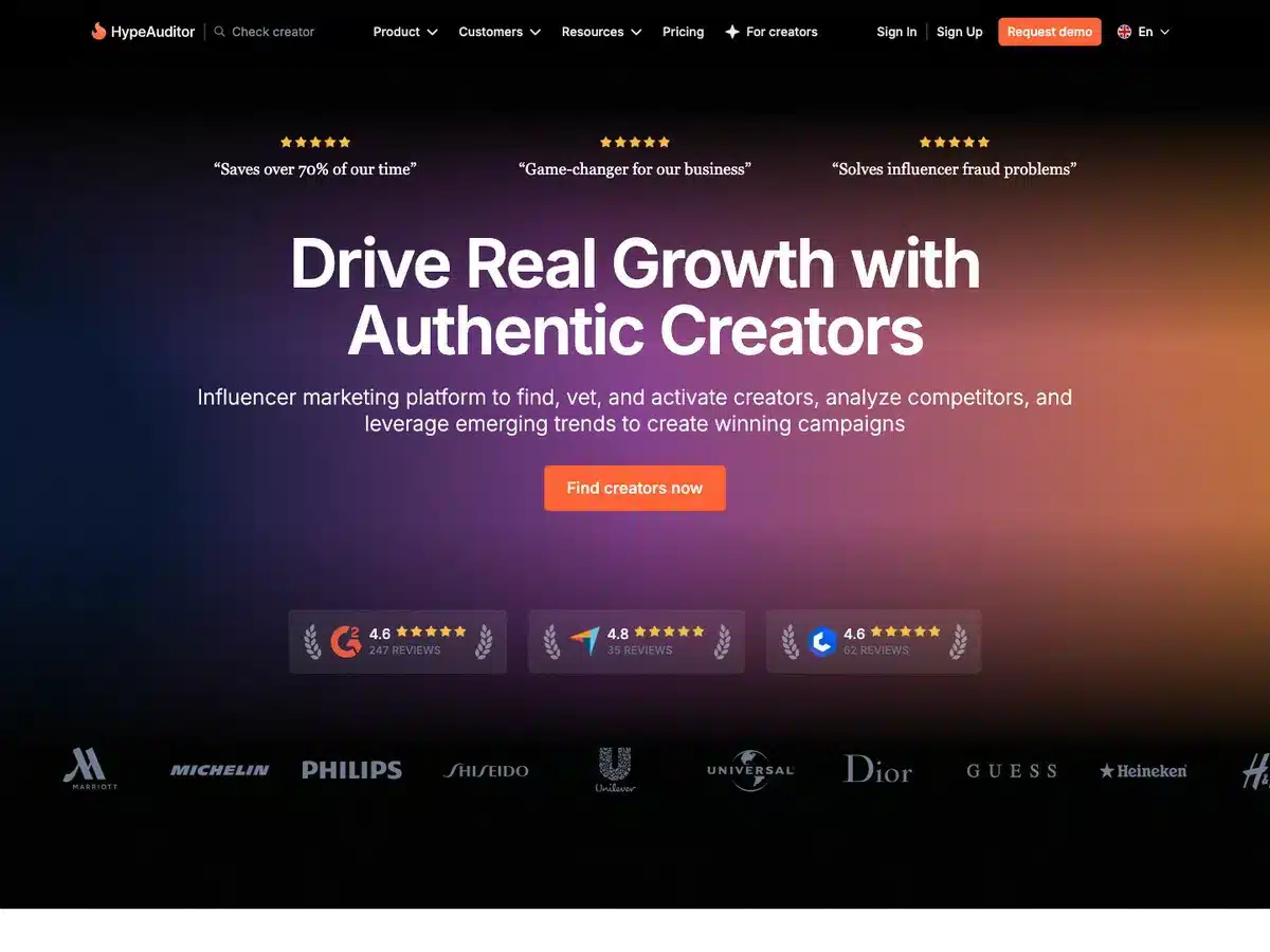 Modash Alternatives: 11 Top Competitors Compared (2026 Update) 2 HypeAuditor influencer marketing platform homepage