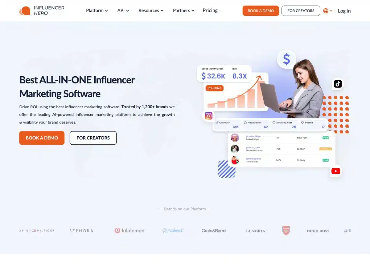 Modash Alternatives: 11 Top Competitors Compared (2026 Update) 7 Influencer Hero influencer marketing platform homepage