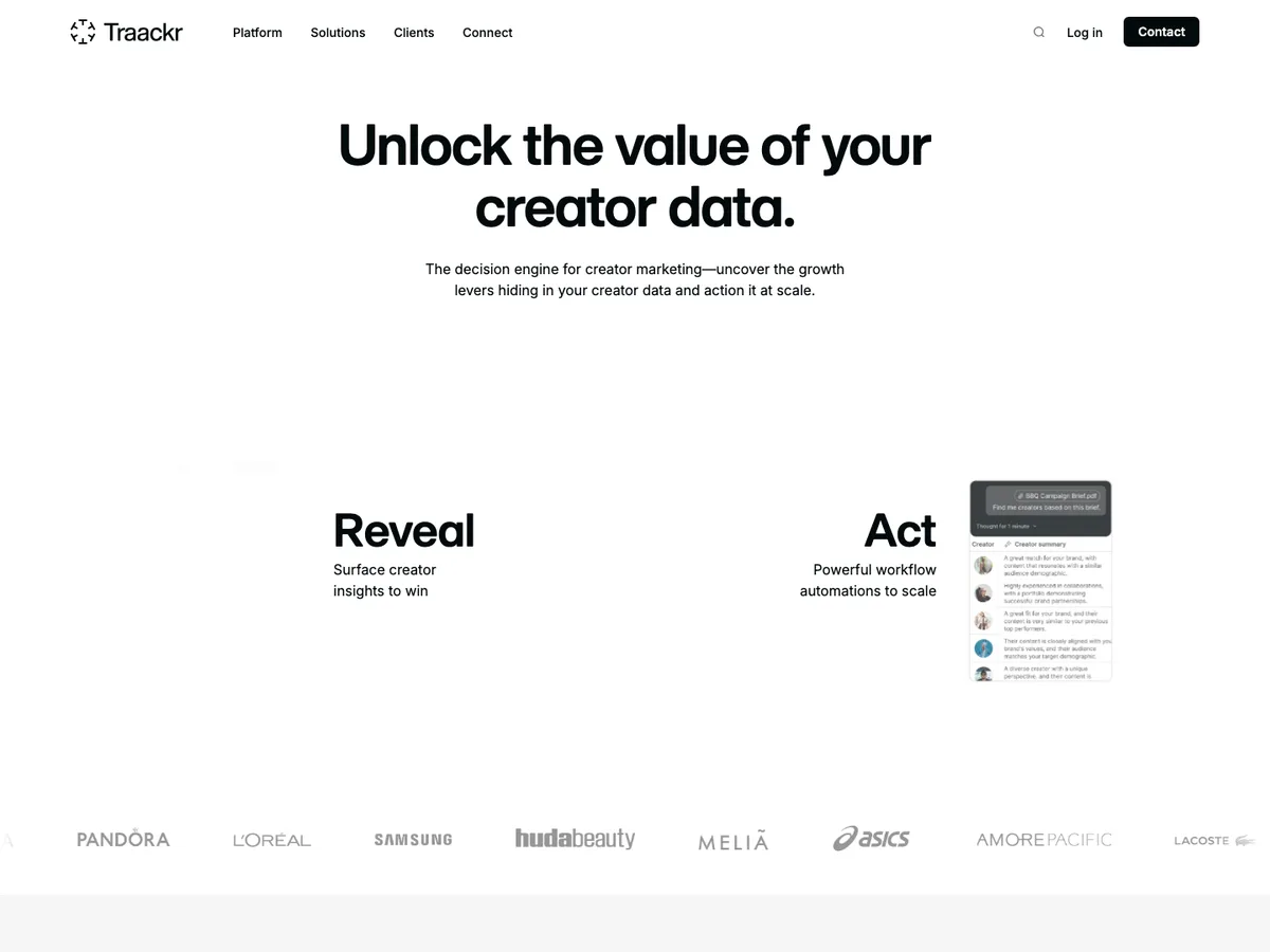 Modash Alternatives: 11 Top Competitors Compared (2026 Update) 6 Traackr influencer marketing platform homepage