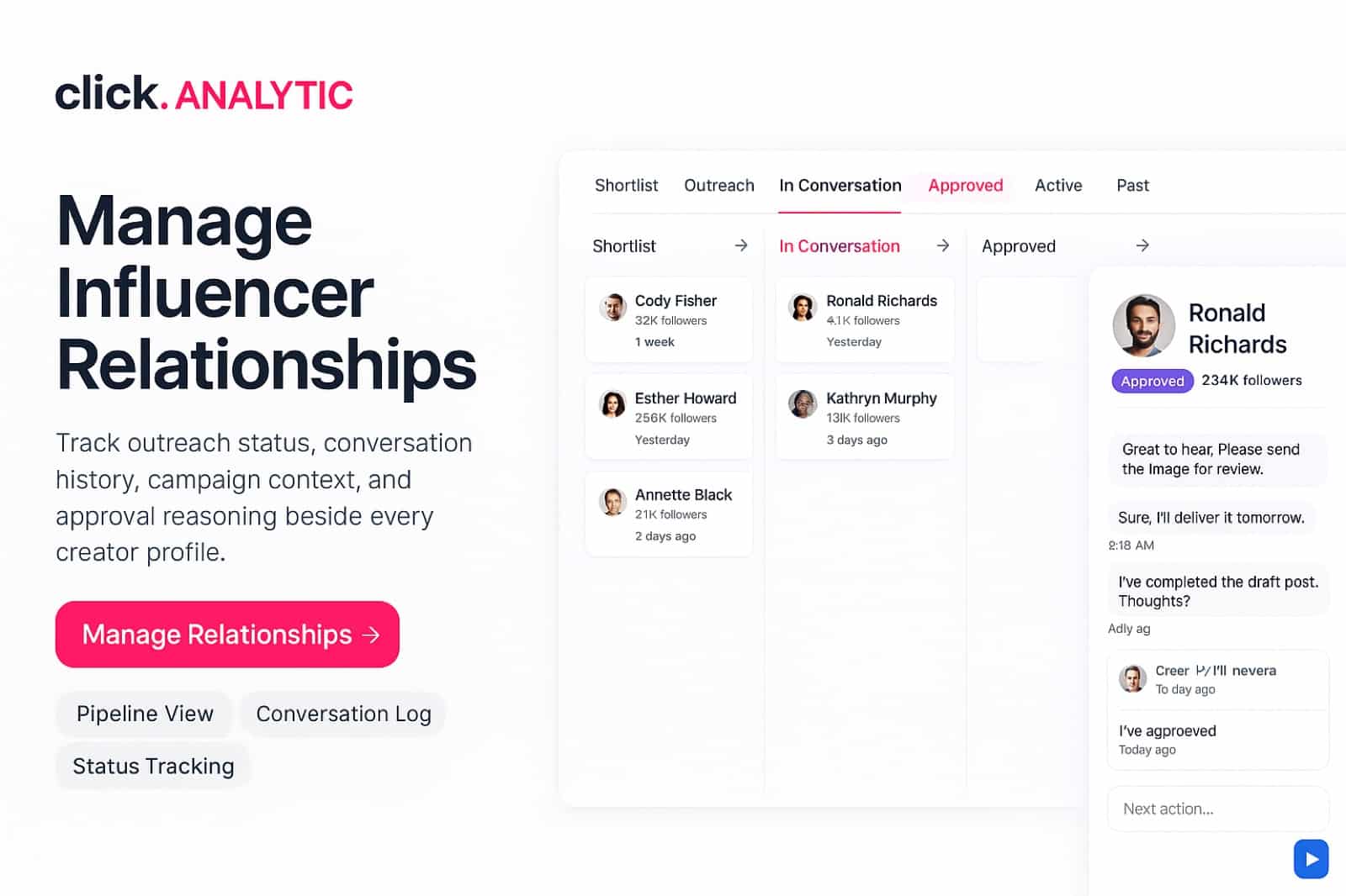 Influencer Marketing Solutions 1 Agency view: client shortlists and outreach status